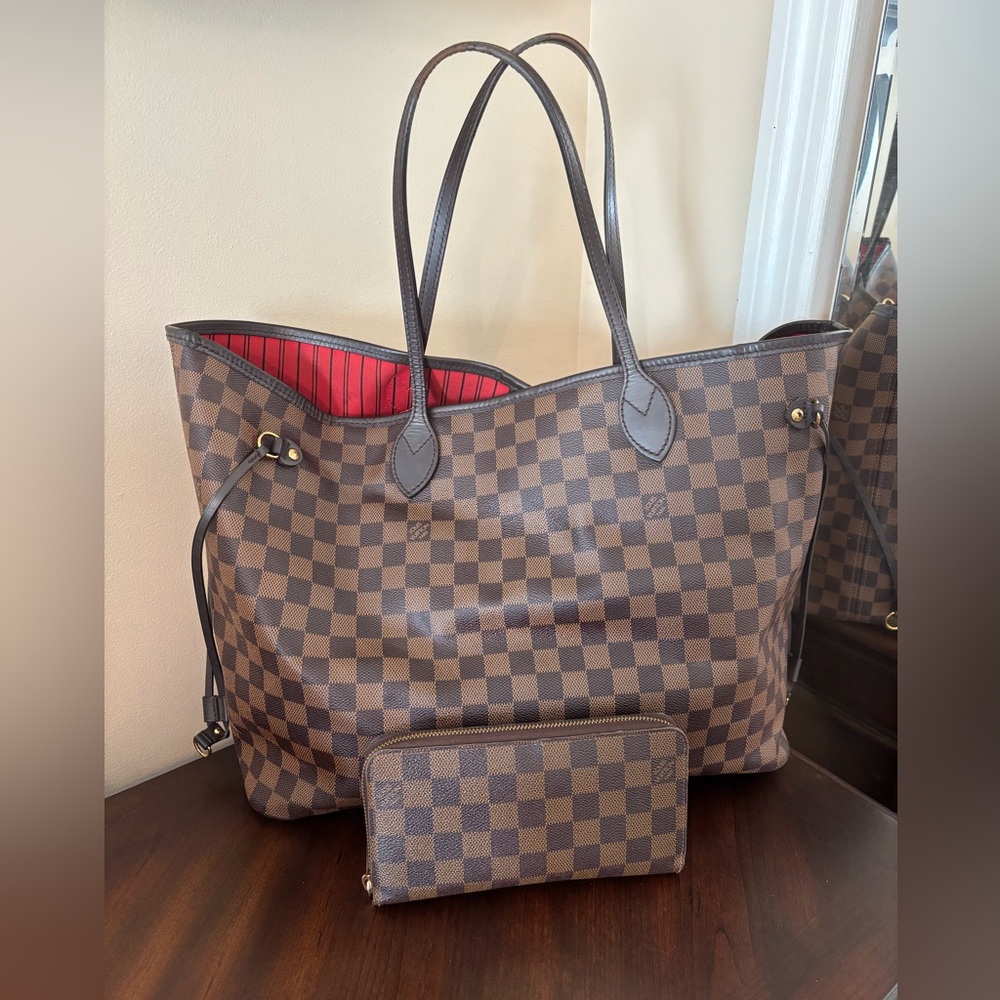 Louis Vuitton Neverfull Damier Ebene GM & matching wallet set
